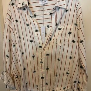 Gilli Palm Tree Patterned Shirt with Red Stripes